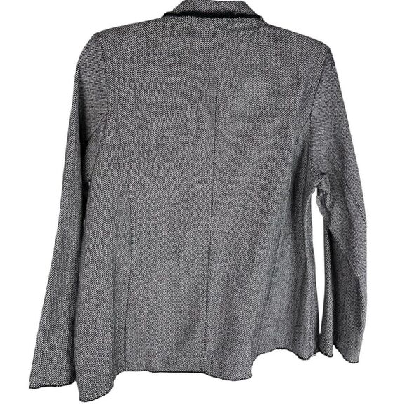 Amici by Baci Black White Herringbone Raw Seam Organic Cotton Jacket Size Medium - Picture 3 of 9